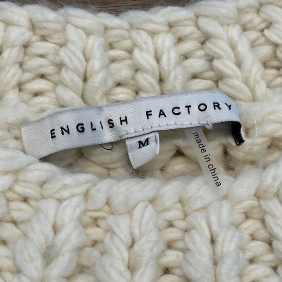 English Factory Chunky Cap Sleeve Sweater SZ Medium Ivory Cream Knit - Picture 3 of 10